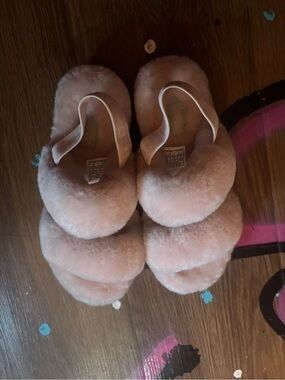 UGG Pink Fluff Slide Slippers